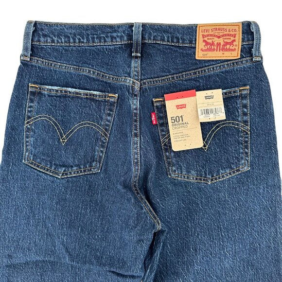 NWT Levis 501 Original Womens Blue Cropped High-Rise Straight Leg Jeans W29 L26 - Picture 3 of 12